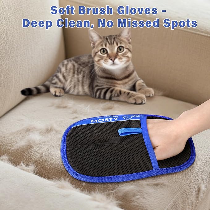 Pet Hair Removal Glove,Double Sided Electrostatic, Reusable Cat & Dog Hair Remover Mitt for Furniture, Couch, Carpet, Car Seat, Quick Cleaning Grooming Glove,1Pcs
