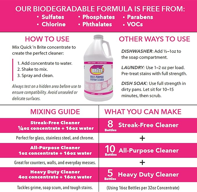 Quick N Brite All Purpose Cleaner, 7 Piece Combo Kit, with Cleaning Paste 80 oz