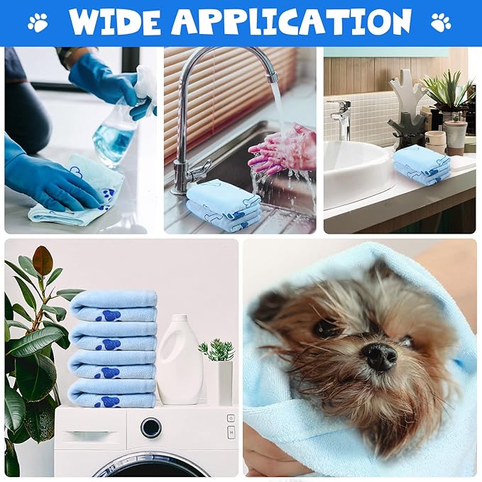Chumia 4 Pcs Dog Towels for Drying Dog Puppy Bulk Microfiber Absorbent Paw Towel Pet Bathing Supplies Quick Drying for Medium Cats Pets Shower(24 x 40 Inch,Light Blue)