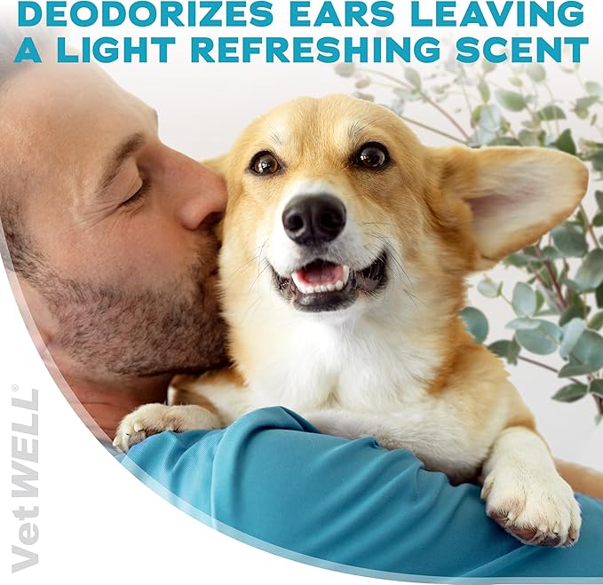 EarWELL by VetWELL Dog Ear Wipes - Otic Cleaning Wipes for Infections and Controlling Ear Odor in Pets - 100 Count