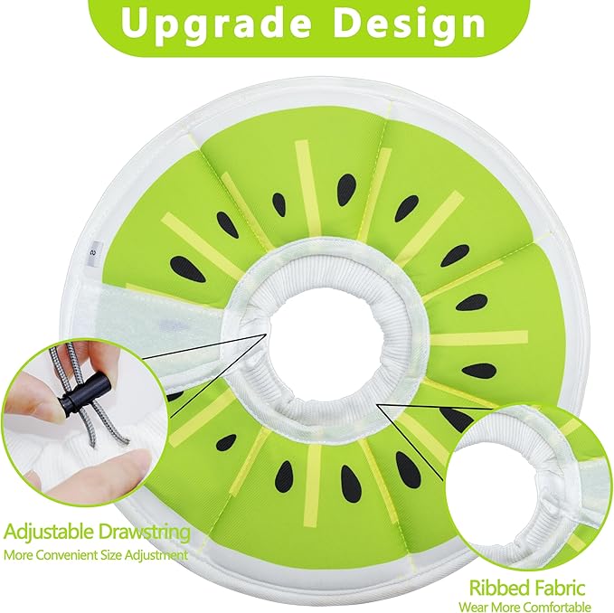 Soft Adjustable Cat Cone Collar, Comfortable Recovery Collar for Cats After Surgery (Kiwifruit, Small)