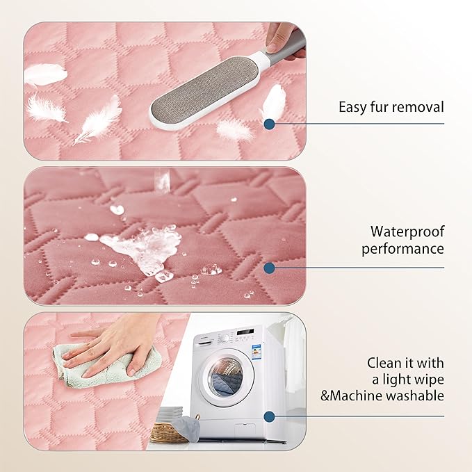 gogobunny 3X Stronger Waterproof Pet Blanket, Scratch Proof Furniture Protector for Dogs Cats, Reversible Cover 40x50 Inch, Dark Pink/Light Pink