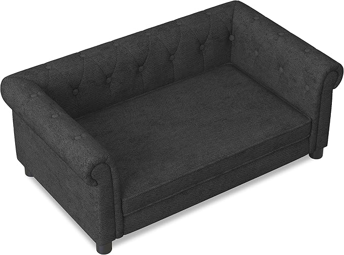 Dog Sofa Couch for Medium to Large Dogs, Memory Foam Pet Sofa Couch with Washable Fabric, Durable Elevated Dog Bed with Legs, Removable Cushion for Medium and Large Dogs, Black