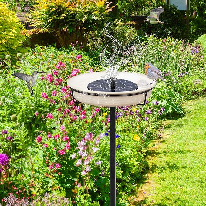Bird Baths for Outdoors Heavy Duty, 35.5in Detachable Birdbaths for The Garden Clearance, Bird Bath Bowl Spa & Birdfeeder with Metal Stake Stand for Outdoors Garden, 4 Spiky Feet (C)
