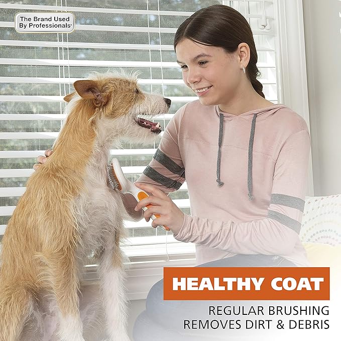 Wahl Premium Patented Dual Level Sensitive Skin Pet Slicker – Ergonomic handle makes Deshedding, Grooming and Brushing Comfortable for you and your Dog or Cat - 858500