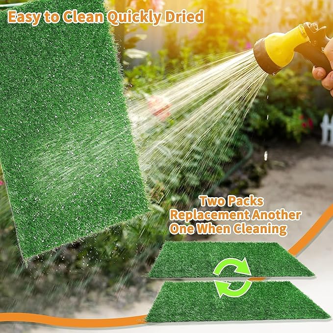 LOOBANI Dog Grass Pee Pads, Artificial Dog Grass Pads for Potty Tray, Fake Grass for Dogs to Pee On, Outdoor Indoor Pee Grass for Dog Potty (18*28 inch)