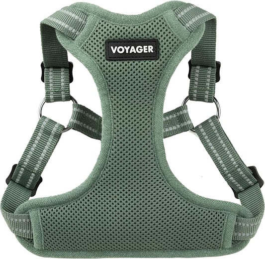 Best Pet Supplies Voyager Adjustable Step-in Flex Breathable Mesh Dog Harness for Small Medium Large Dogs Moss Green, L