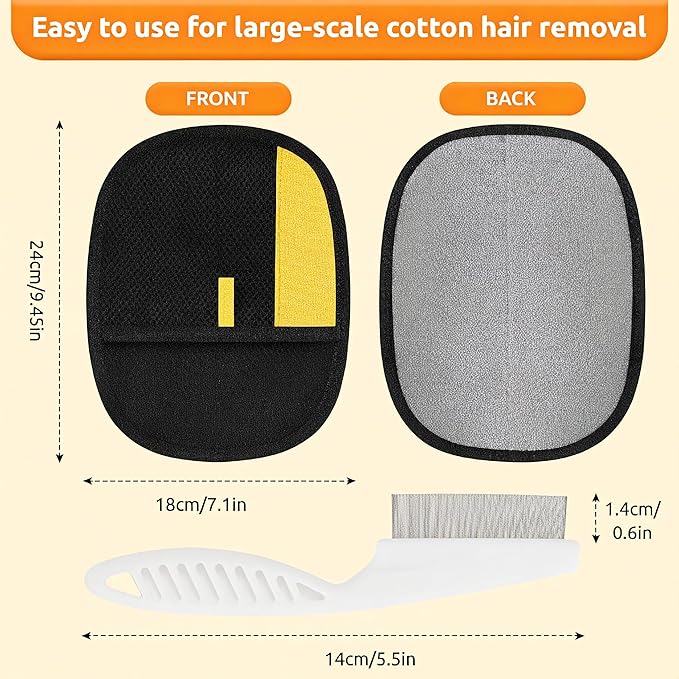 Pet Hair Removal Glove 2 Pcs, Cat & Dog Reusable Electrostatic Gloves Pet Hair 2025 New Upgrade,Grooming Pet Hair Remover Tool, Reusable Quick De-Shedding Gloves for Couch、 Clothing、Carpet,、Car Seats