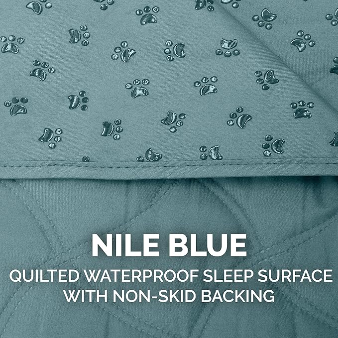 Furhaven Waterproof & Non-Slip Queen Size Mattress Cover Protector for Dogs & Cats, Washable, For Beds, Couches, & Car Seats - Quilted Twill Blanket Mattress Cover - Nile Blue, Large/Queen Size