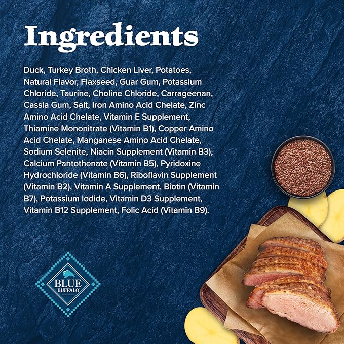 Blue Buffalo Wilderness Natural High-Protein Grain-Free Wet Food for Adult Cats, Duck Paté, 3-oz. Cans, 24 Count