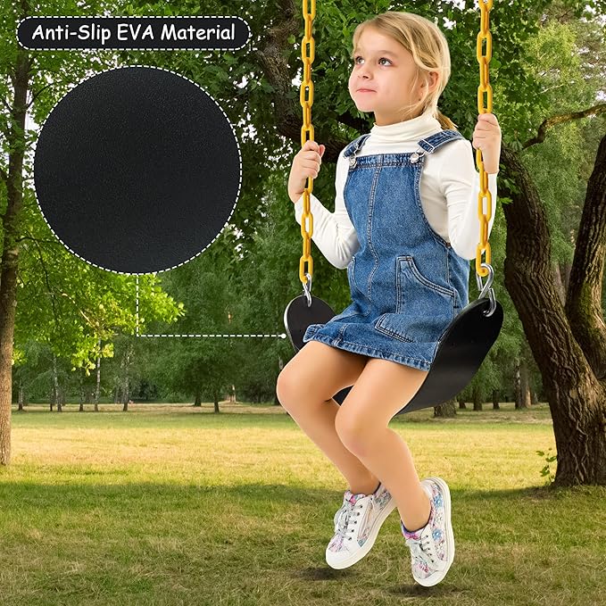 Sunnyglade 8PCS Swings Seats Heavy Duty with 66" Chain, Playground Swing Set Accessories Replacement with Snap Hooks, Support 250lb (8, Black)