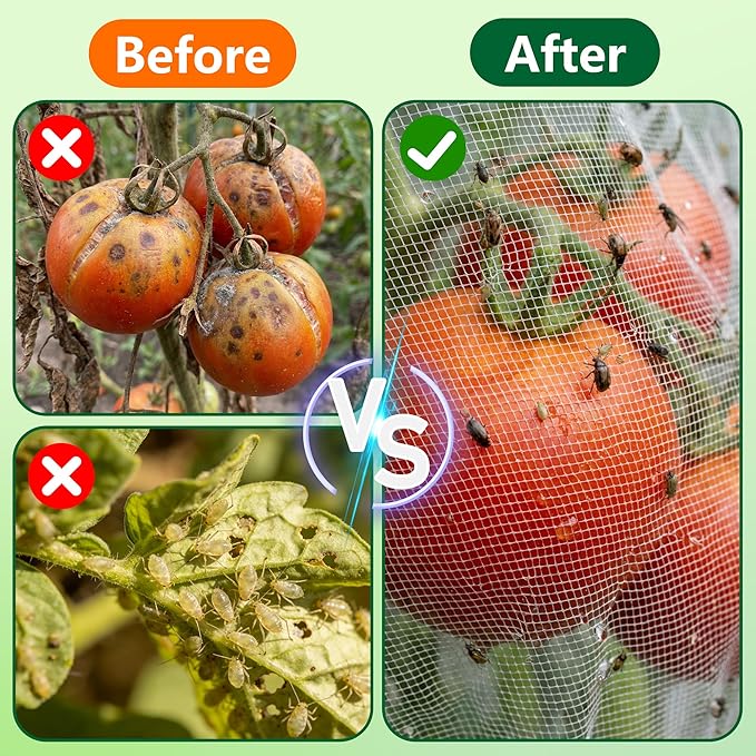 2 Pcs Garden Bird Netting for Round Plant Cage, 59" x 18" Tomato Cage Garden Net Cover with Zipper, Tomato Trellis Insect Bird Barrier Protection Mesh for Vertical Climbing Plants Vegetables Fruits