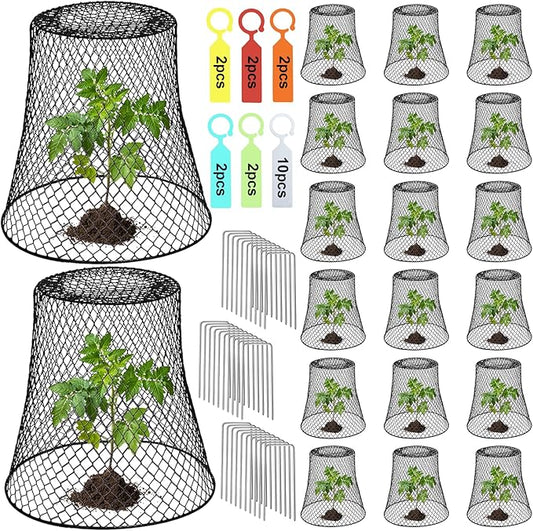 20 Pcs 9"×9" (Multiple Sizes/Quantities Available) Chicken Wire Plant Protectors from Animals, Plant Cage Garden Cloche to Protect Plants Vegetables from Rabbits Squirrels Chicken