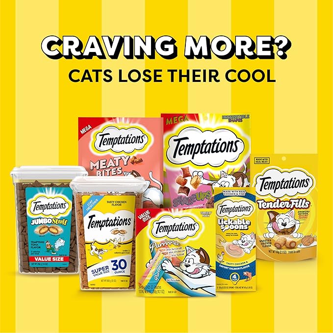 Temptations Creamy Puree Squeezable Lickable Wet Cat Treat Variety Pack, 0.42 oz. Tubes, 24 Count