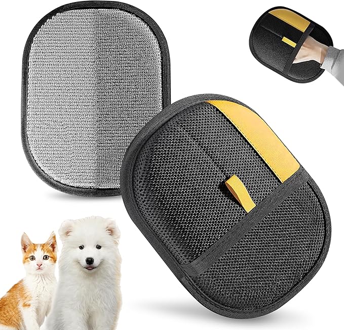 Pet Hair Remover Gloves for Cats & Dogs, Electrostatic Pet Hair Removal Gloves Brush for Pets Hair, Upgraded Animal Fur Removal Tool, Reusable Cats & Dogs Grooming Gloves for Hair Removal (2)