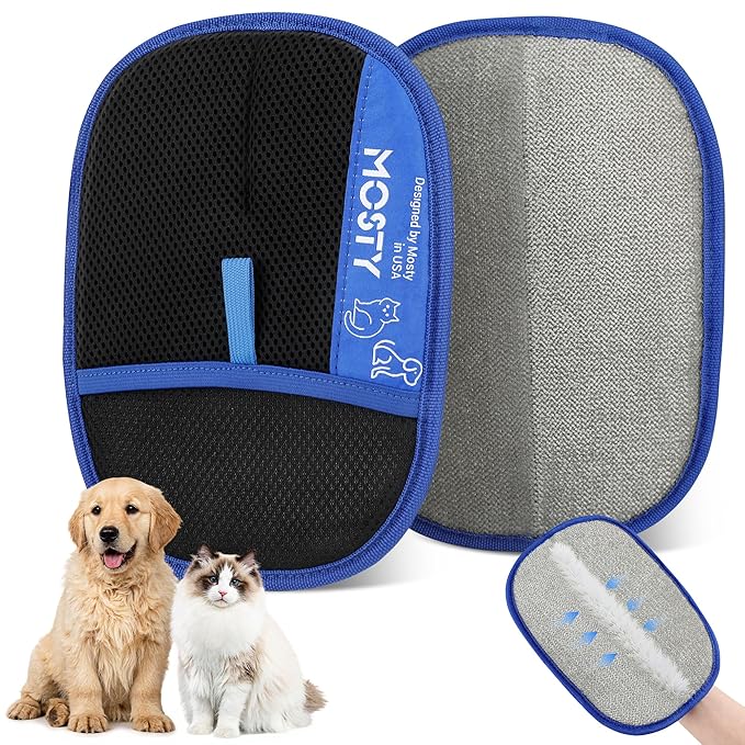 Pet Hair Removal Glove,Double Sided Electrostatic, Reusable Cat & Dog Hair Remover Mitt for Furniture, Couch, Carpet, Car Seat, Quick Cleaning Grooming Glove,1Pcs