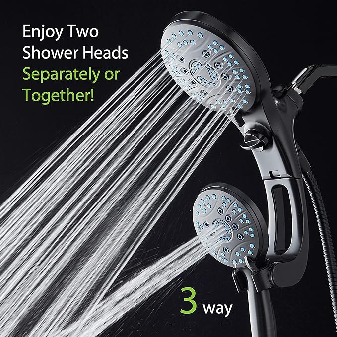 Hotel Spa AquaCare As-Seen-On-TV High Pressure Handheld/Rain 50-mode 3-way Shower Head Combo with Adjustable Arm - Anti-clog Nozzles, Tub & Pet Power Wash, 6 ft. Hose, Rubbed Bronze Finish