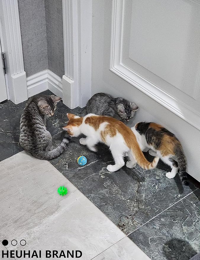 5-Piece Cat Toy Balls with Bells for Kittens and Indoor Cats, Over The Moon(1.5'', Basic Cat Toy Set)