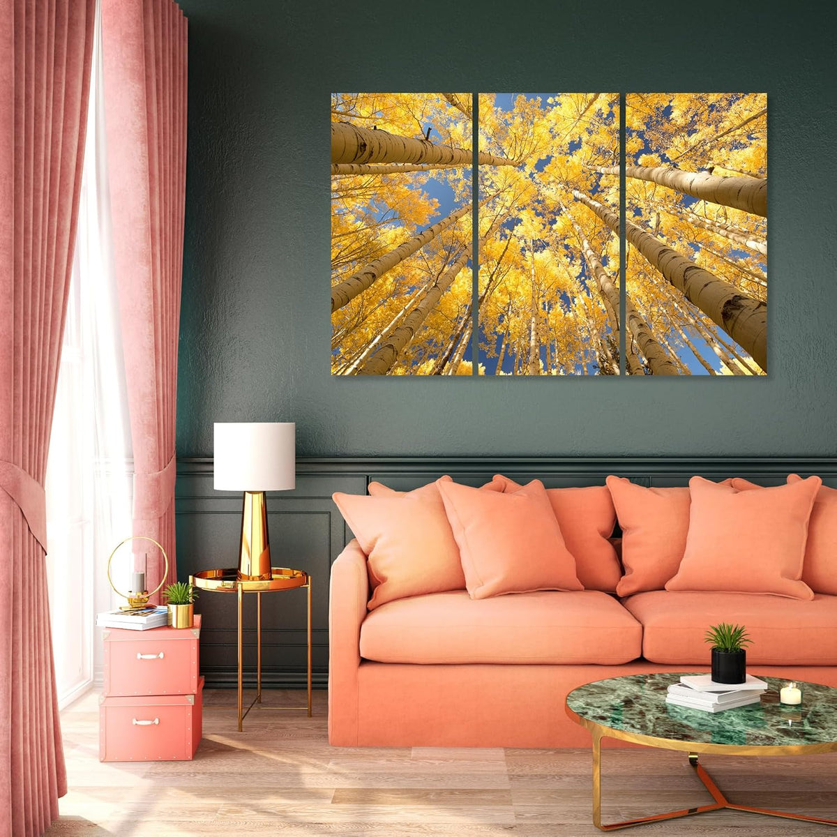 Nature Wall Art Prints - Ocean Forest Mountain Lake Canvas Landscapes - Small to Extra Large Living Room Bedroom Kitchen Bathroom Décor (Reaching for the Sky, 31L" x 47W" - 3 Panels)