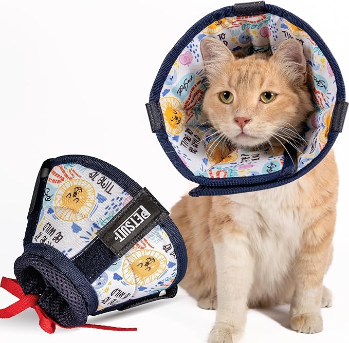 Cat Cone Collar – Colorful Cat Pattern - Lightweight Recovery Cone for Cats, Anti-Lick & Anti-Scratch, Vet Recommended, Elizabethan Collar (Colorful, XS [Neck Girth: 8.6"-12.2"])