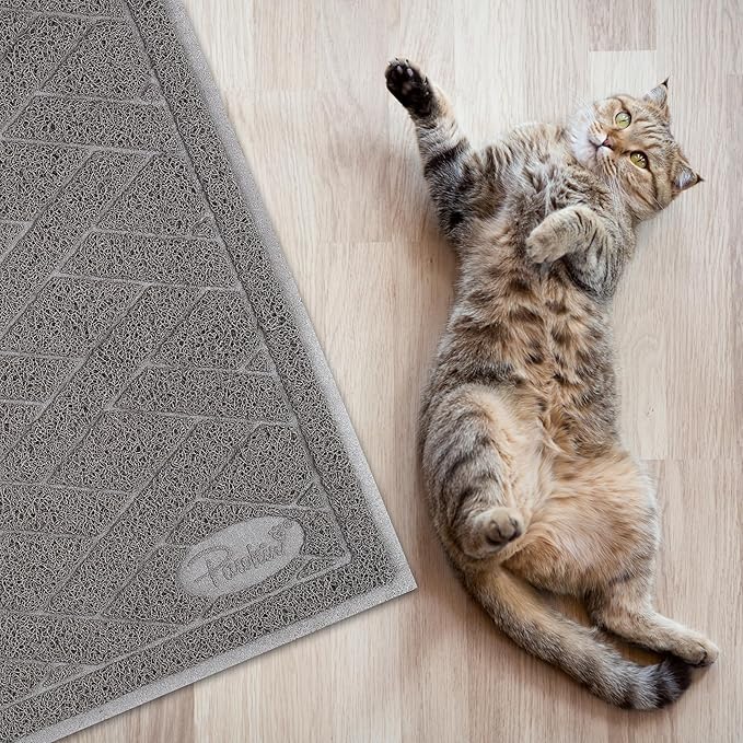 Pawkin Cat Litter Mat, Jumbo XX-Large, 4x3 Feet, Fits Two Litter Boxes or Extra Coverage for One Box, Gray