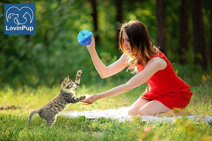 Large Cat Ball Toy with Bell – Interactive Rolling Design for Active Play – Sturdy Plastic Cat Toy Ball That Stays Visible During Play – Blue 1 Pack for Cats, Kittens, and Small Pets