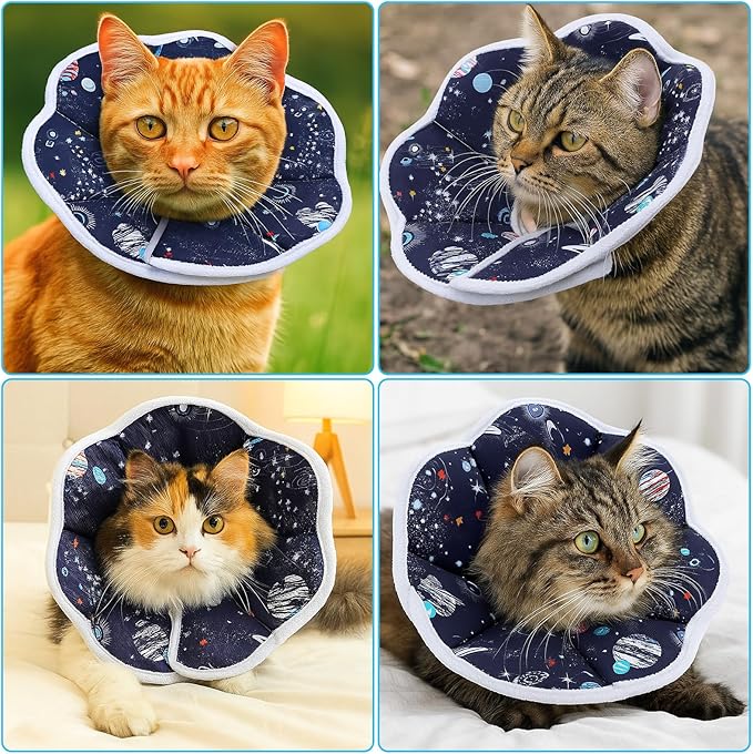 Soft Adjustable Cat Cone Collar Lightweight Cat Recovery Collar to Stop Licking Protective Cats Neck Cone After Surgery for Small Animal Cats Kittens Puppies After Surgery Grooming