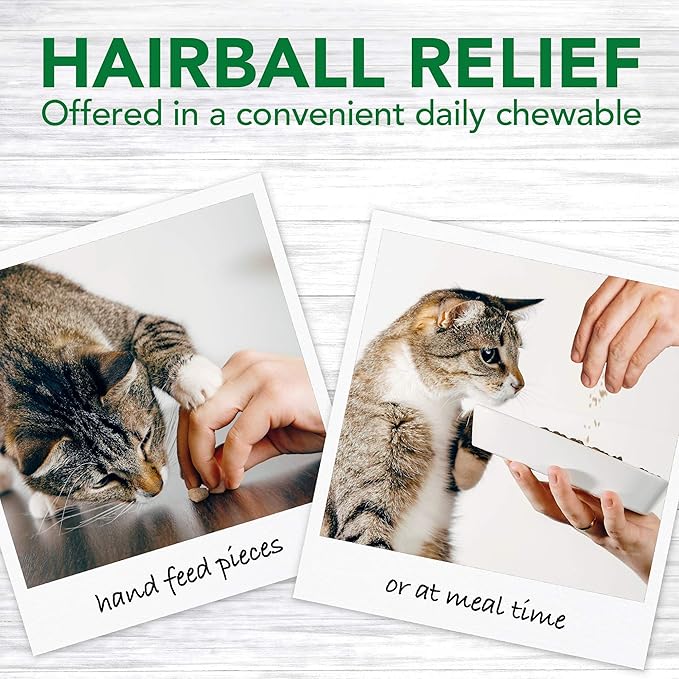 Vet’s Best Cat Hairball Relief Digestive Aid, Vet Formulated Hairball Support Remedy, Hairball Relief for Cats, Classic Chicken Flavor, 180 Chewable Tablets