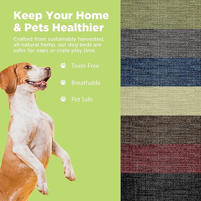X-Large - 48 x 30 x 5 - Shadow Gray Premium Organic Hemp Dog Bed - Organic Latex Fill - Removeable Cover