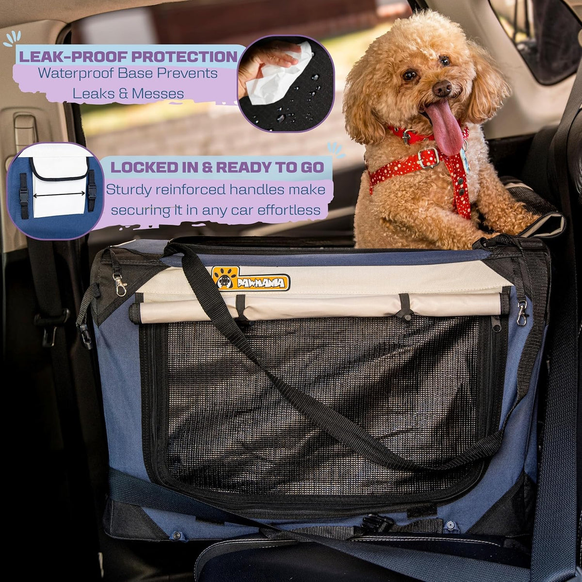 Extra Large Dog Cat Puppy Carrier 20"x13"x13" Foldable Soft Sided Travel Crate Portable Pet Kennel With Cushion Reduces Anxiety Saves Space Easy Vet Visits Secure Triple Entry Mesh Lightweight Durable