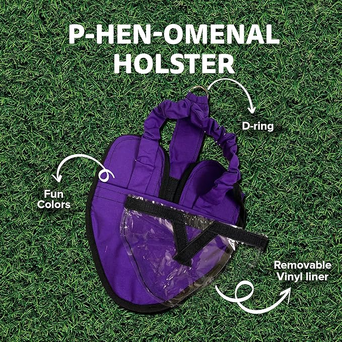 Hen Holster Wrap-Around Bird Diaper & Harness for Hens, Roosters, Ducks, Geese - with Removable Vinyl Liner, Adjustable Fit for Outdoor Adventures & Indoor Use - Easy to wear - Large, Purple